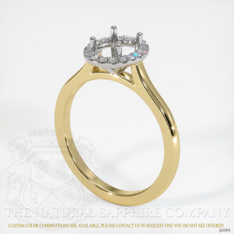 14K White & Yellow Pave Ring Setting