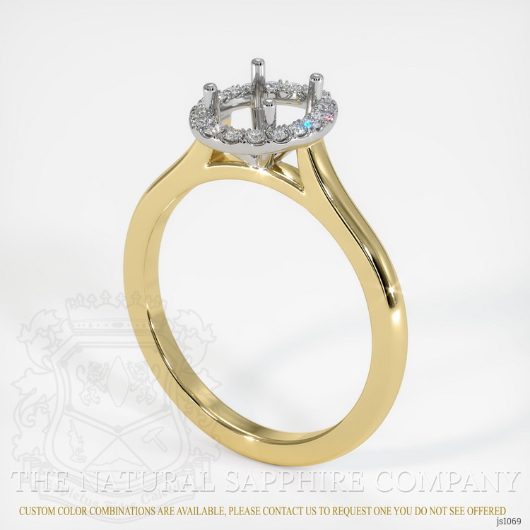 18K White & Yellow Pave Ring Setting
