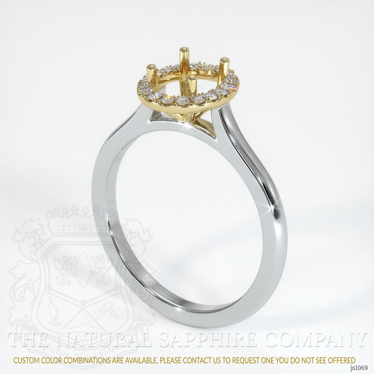 14K Yellow & White Pave Ring Setting