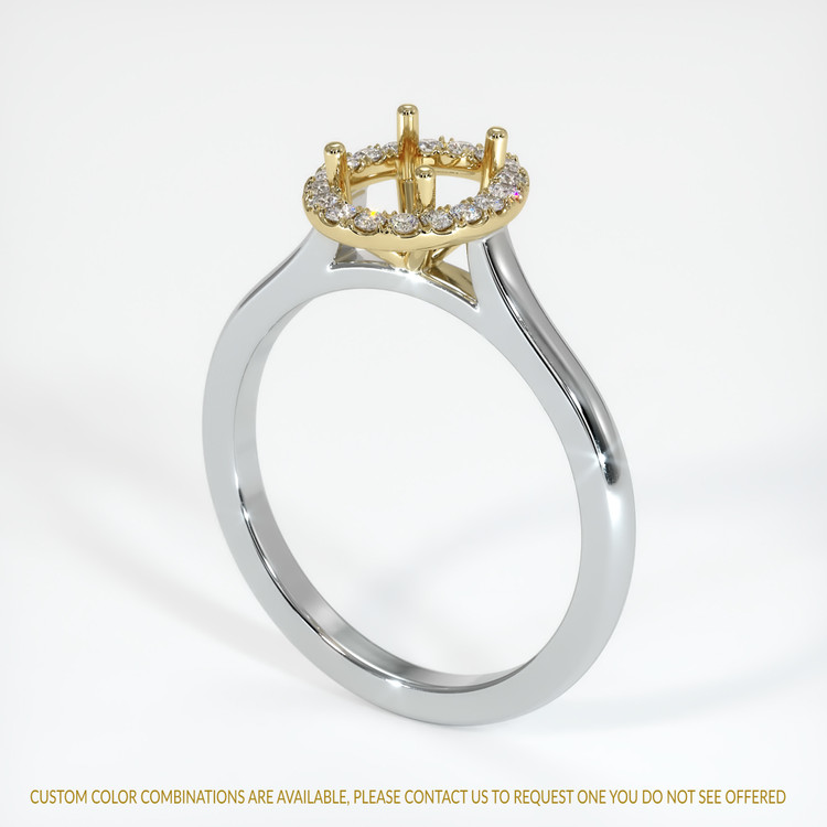 14K Yellow & White Pave Ring Setting