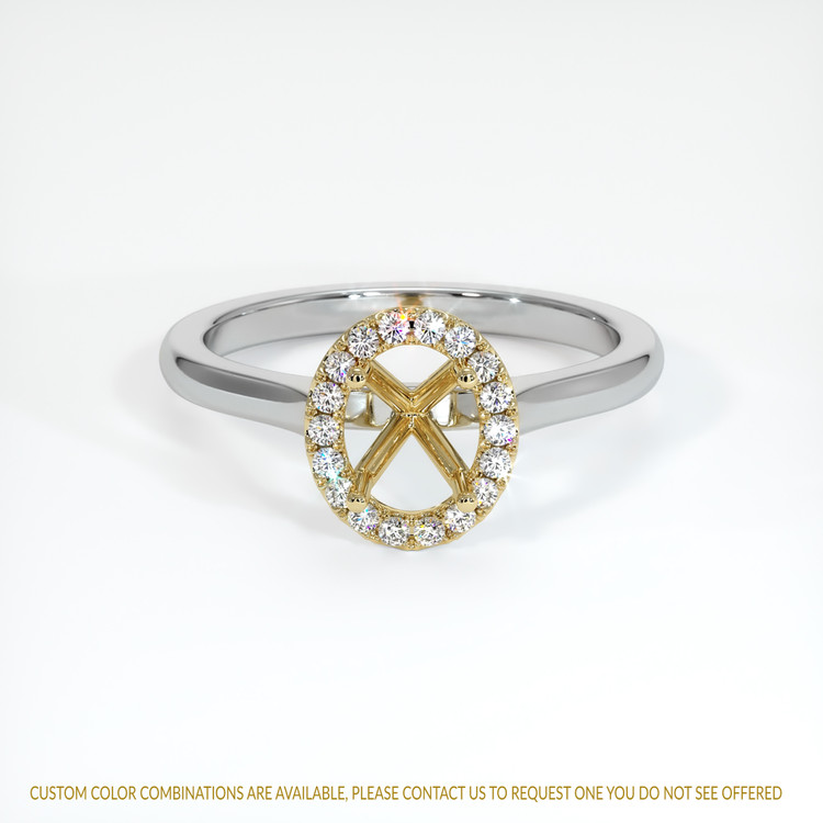 14K Yellow & White Pave Ring Setting