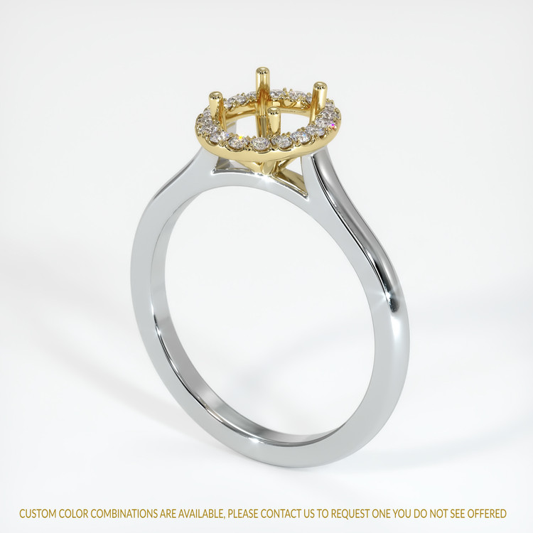 18K Yellow & White Pave Ring Setting