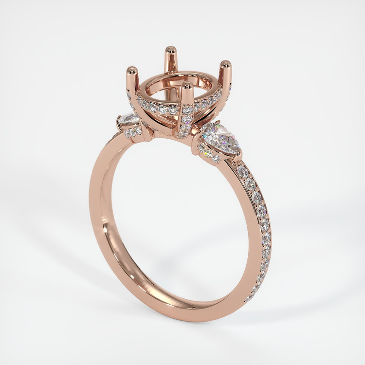 14K Rose Gold Three Stone Ring Setting