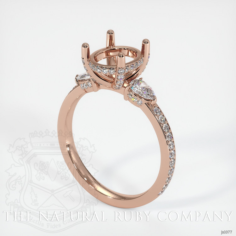14K Rose Gold Three Stone Ring Setting