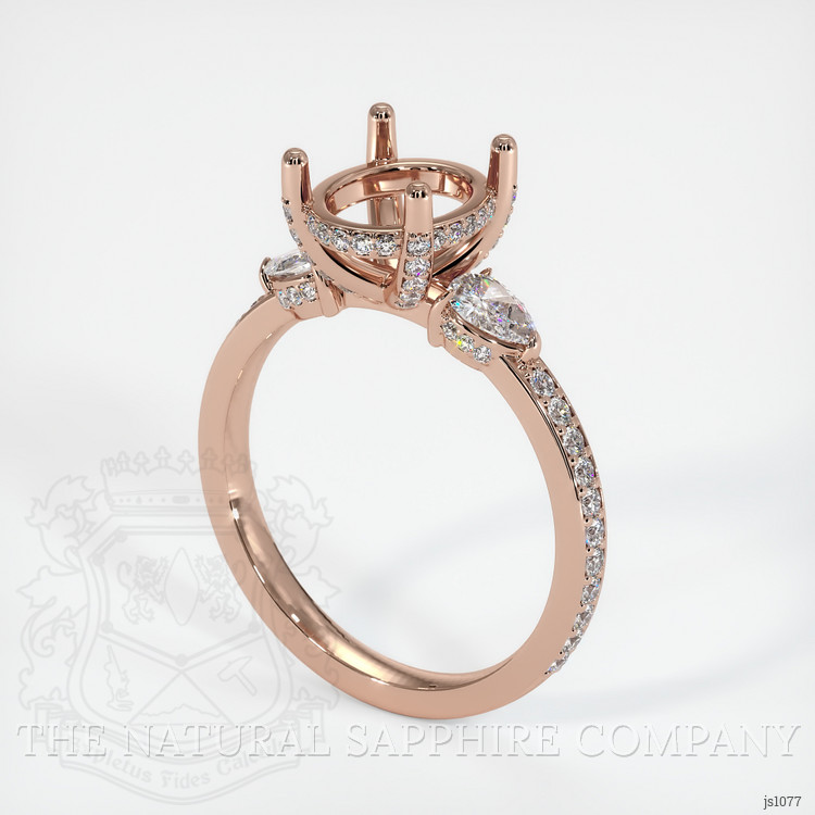 14K Rose Gold Three Stone Ring Setting