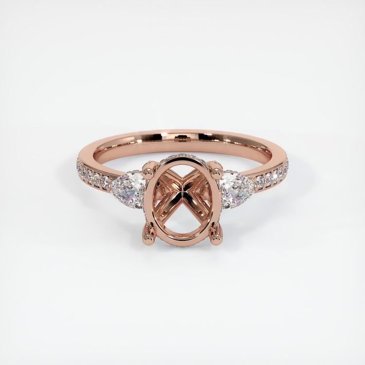 14K Rose Gold Three Stone Ring Setting