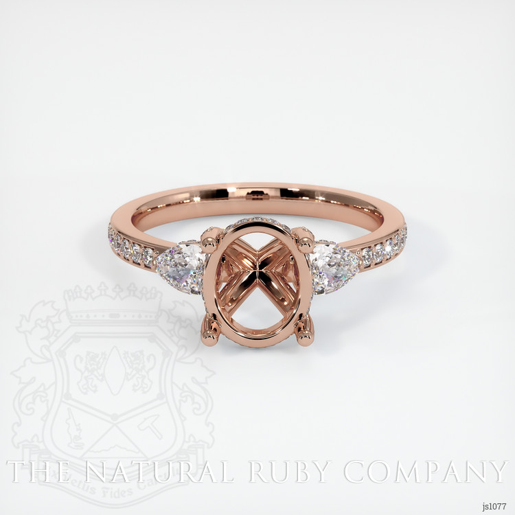 14K Rose Gold Three Stone Ring Setting