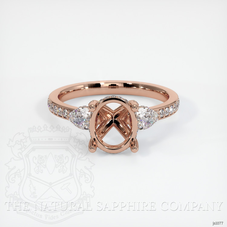 14K Rose Gold Three Stone Ring Setting