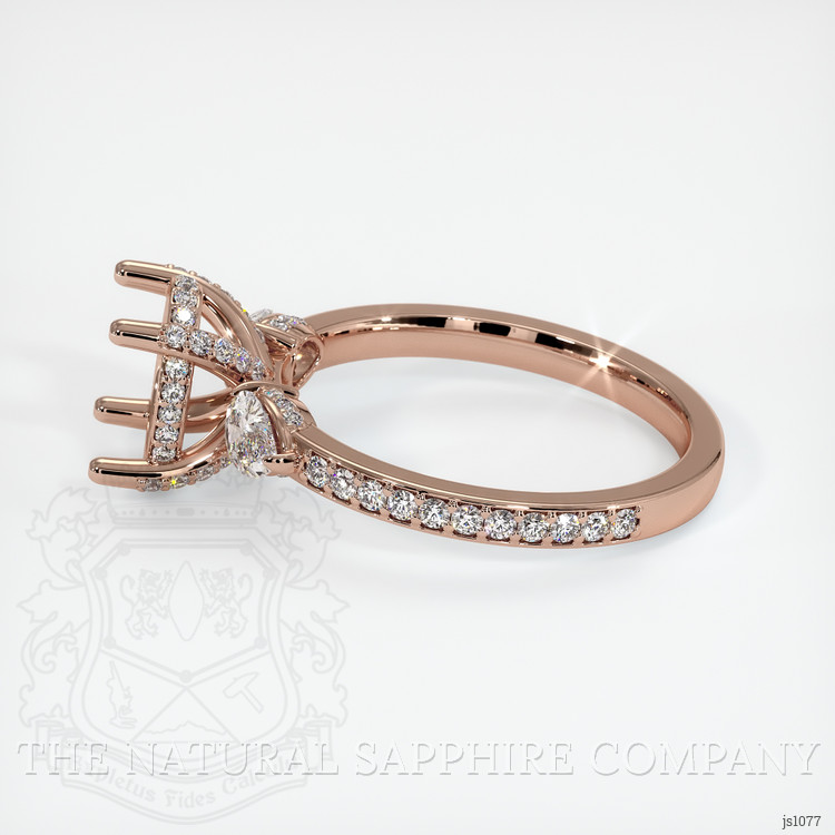 14K Rose Gold Three Stone Ring Setting