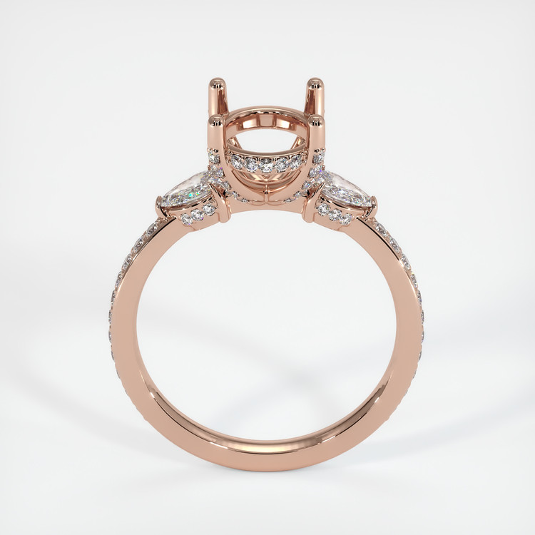 14K Rose Gold Three Stone Ring Setting