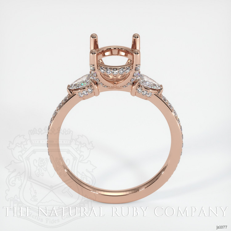 14K Rose Gold Three Stone Ring Setting