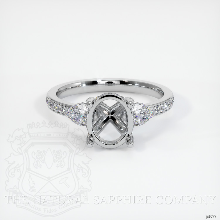 14K White Gold Three Stone Ring Setting