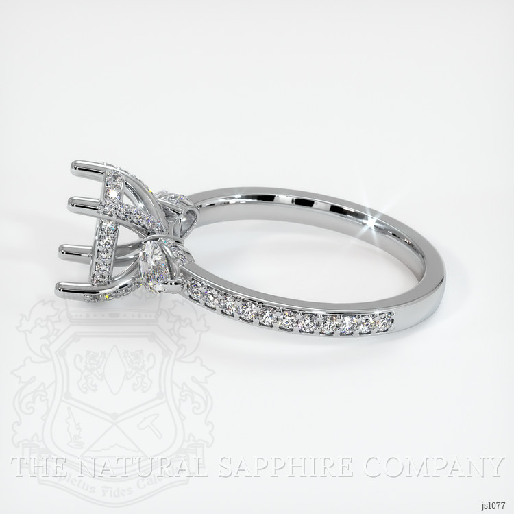 14K White Gold Three Stone Ring Setting