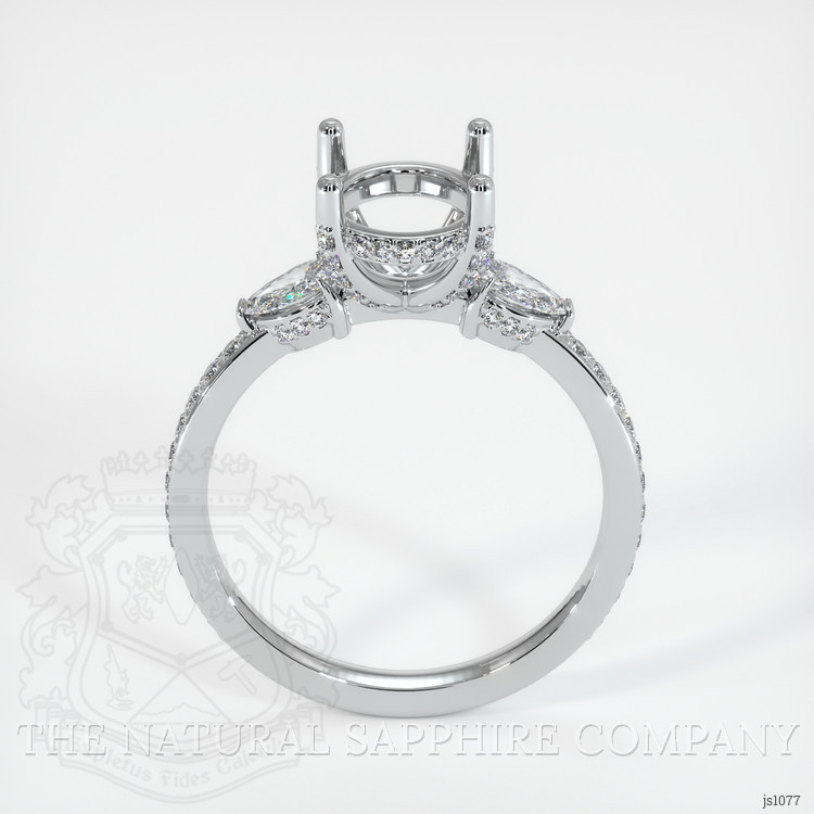 14K White Gold Three Stone Ring Setting