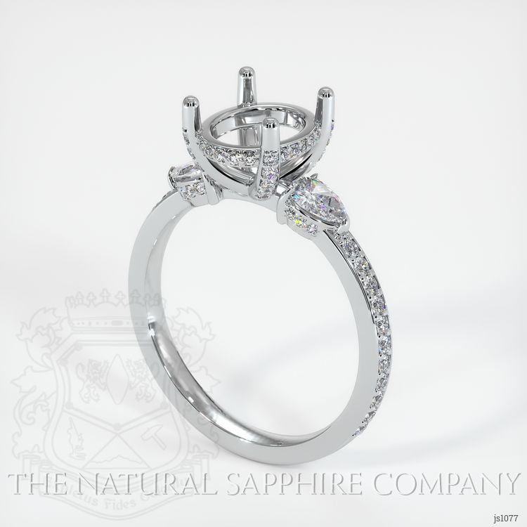 18K White Gold Three Stone Ring Setting