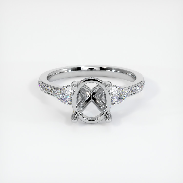 18K White Gold Three Stone Ring Setting