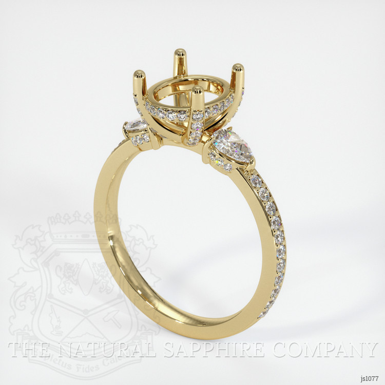 10K Yellow Gold Three Stone Ring Setting