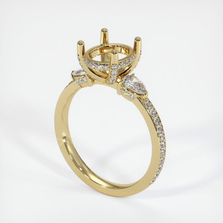 14K Yellow Gold Three Stone Ring Setting