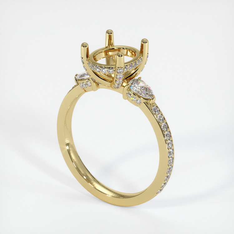 18K Yellow Gold Three Stone Ring Setting