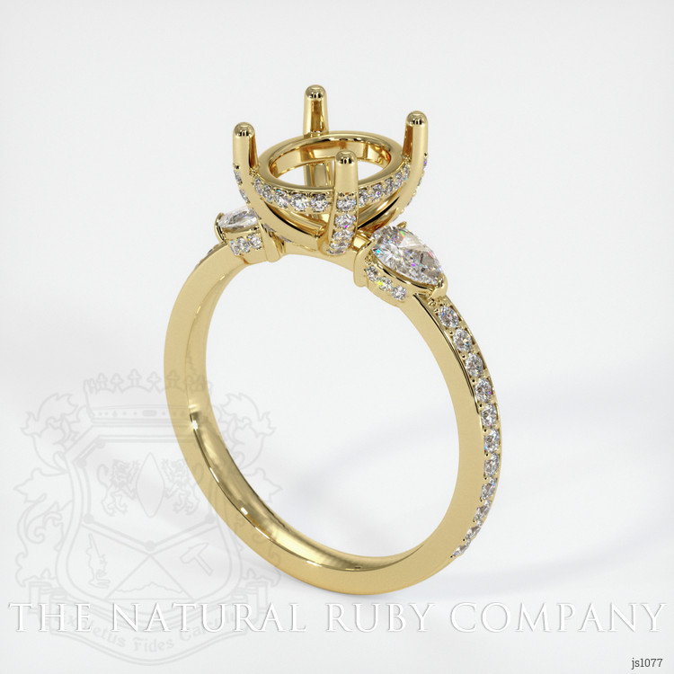 18K Yellow Gold Three Stone Ring Setting