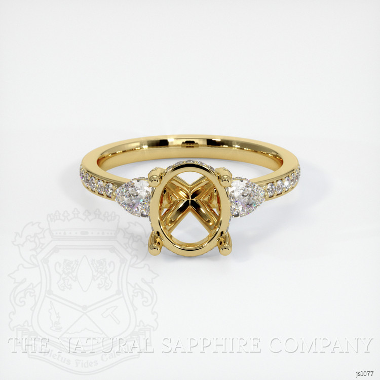 18K Yellow Gold Three Stone Ring Setting