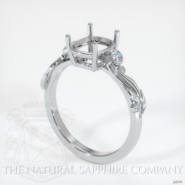 14K White Gold Accent Stones Ring Setting