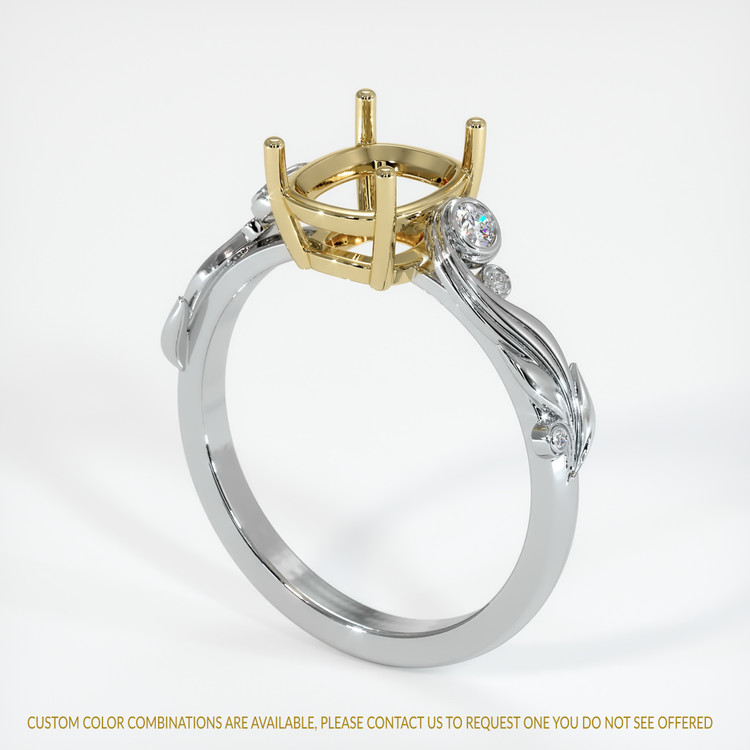 14K Yellow & White Accent Stones Ring Setting