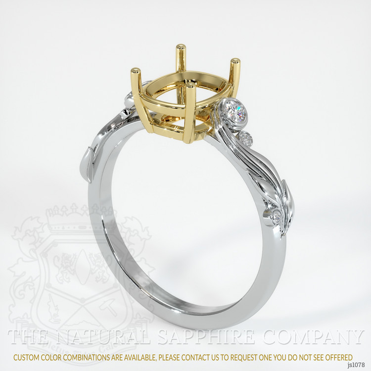 18K Yellow & White Accent Stones Ring Setting