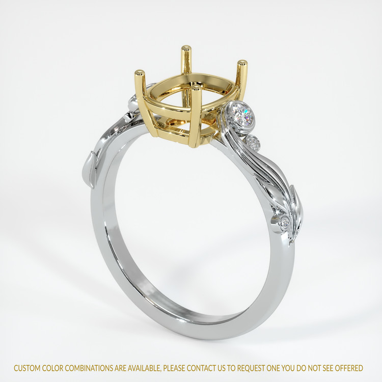 18K Yellow & White Accent Stones Ring Setting