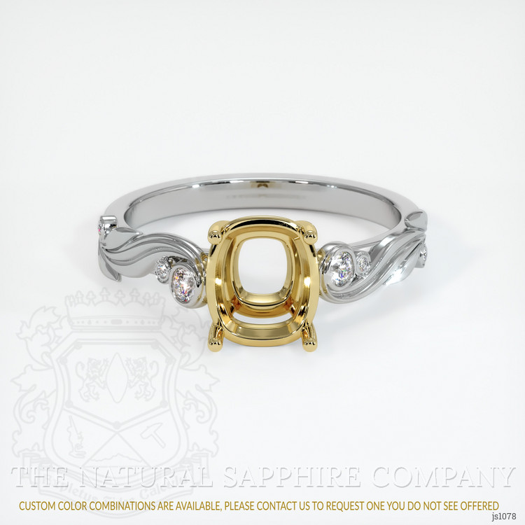 18K Yellow & White Accent Stones Ring Setting