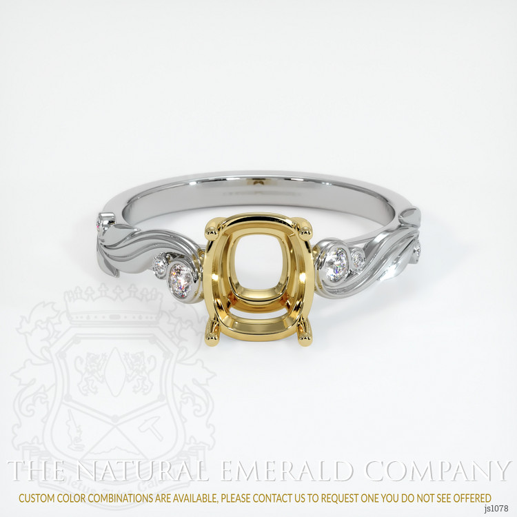 18K Yellow & White Accent Stones Ring Setting
