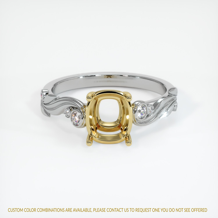 18K Yellow & White Accent Stones Ring Setting