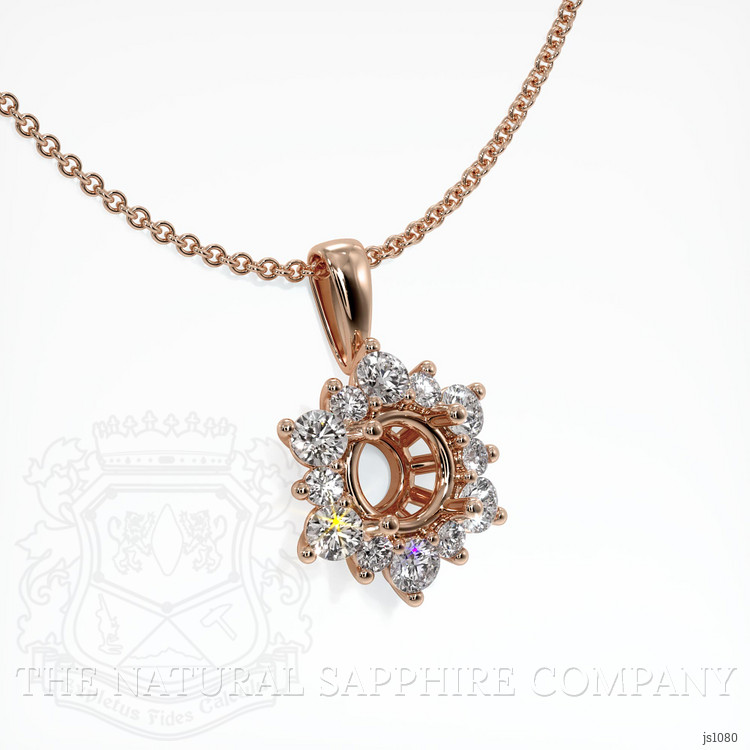 14K Rose Gold Halo Pendant Setting