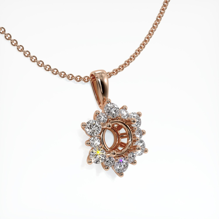 14K Rose Gold Halo Pendant Setting