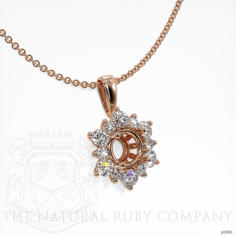 14K Rose Gold Halo Pendant Setting