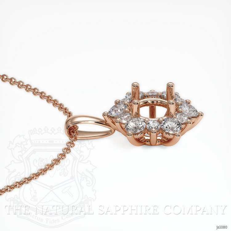 14K Rose Gold Halo Pendant Setting