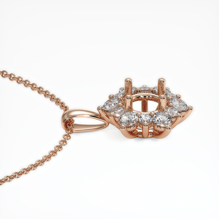 14K Rose Gold Halo Pendant Setting