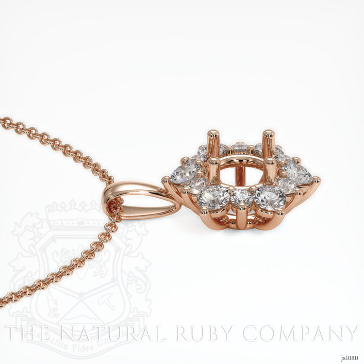 14K Rose Gold Halo Pendant Setting