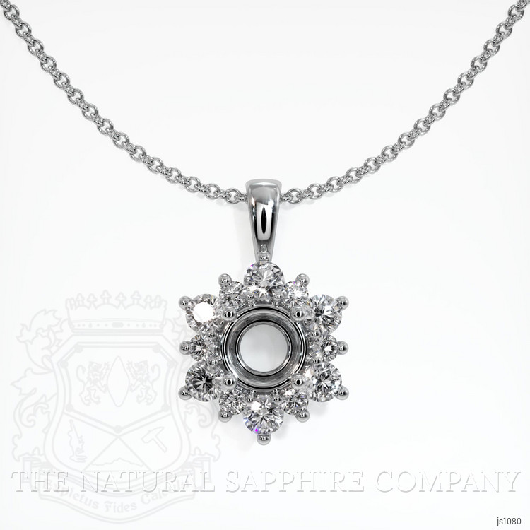 14K White Gold Halo Pendant Setting