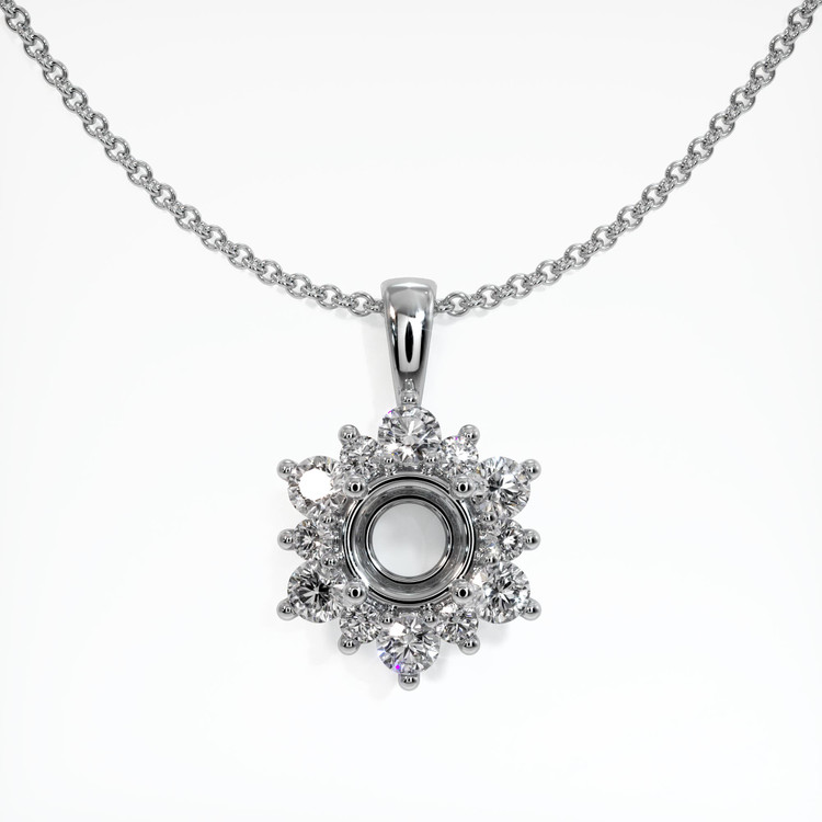 14K White Gold Halo Pendant Setting
