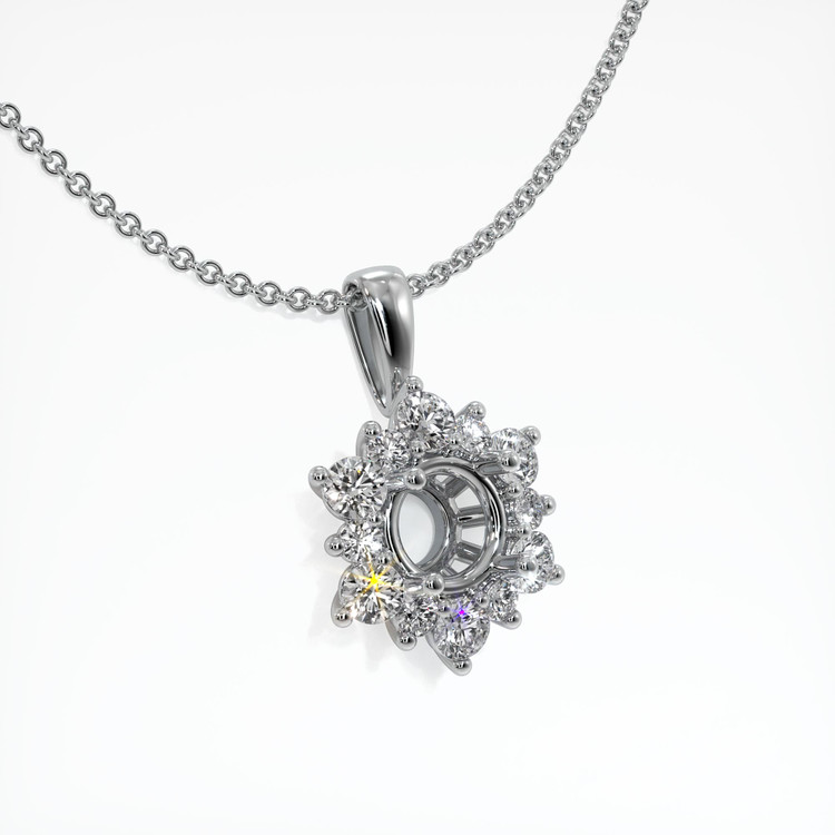 14K White Gold Halo Pendant Setting