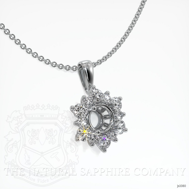14K White Gold Halo Pendant Setting