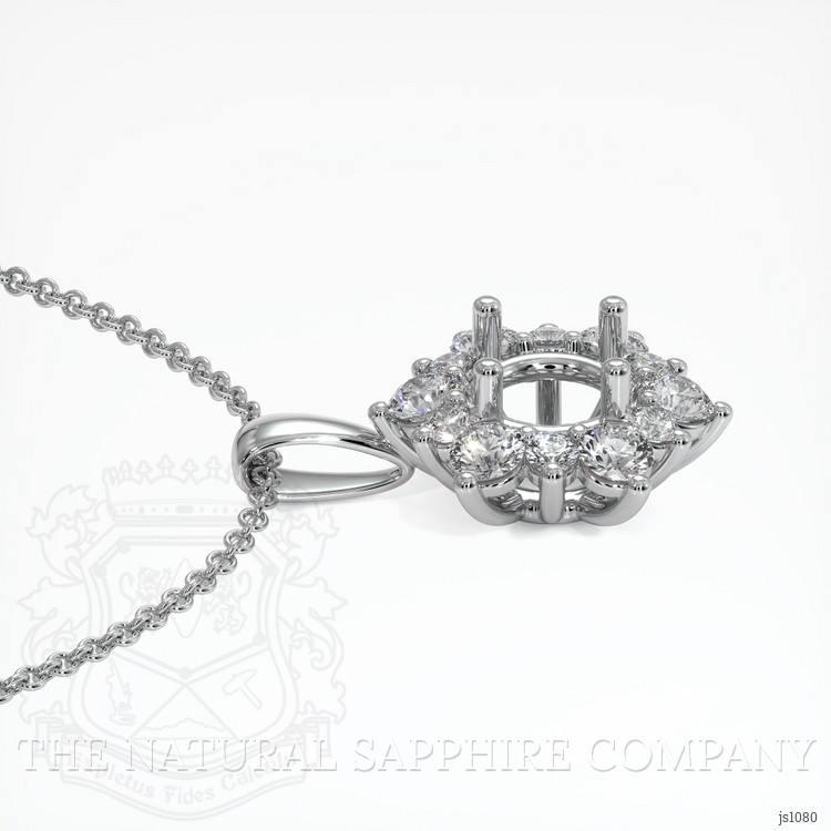 14K White Gold Halo Pendant Setting