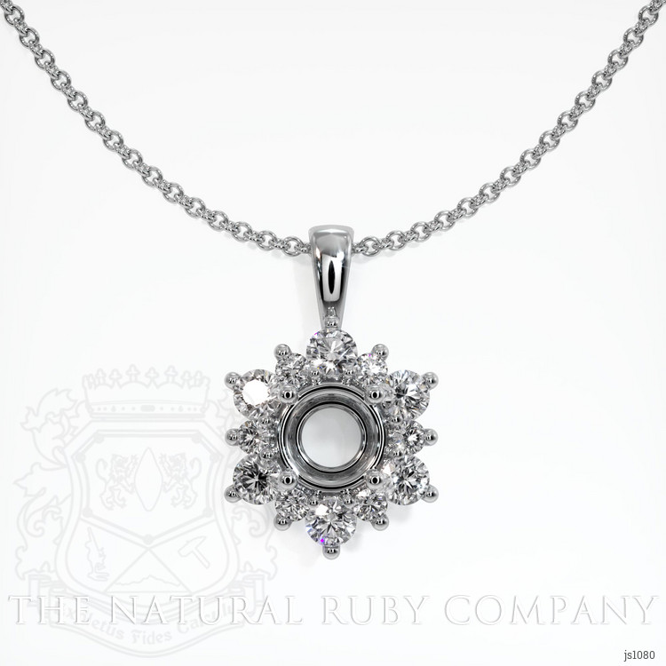 18K White Gold Halo Pendant Setting