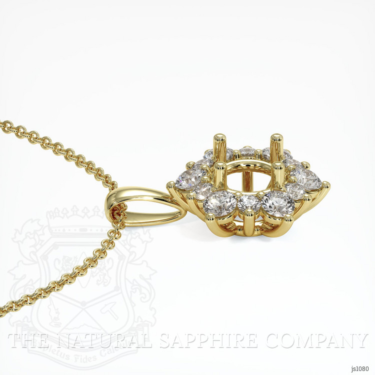 14K Yellow Gold Halo Pendant Setting