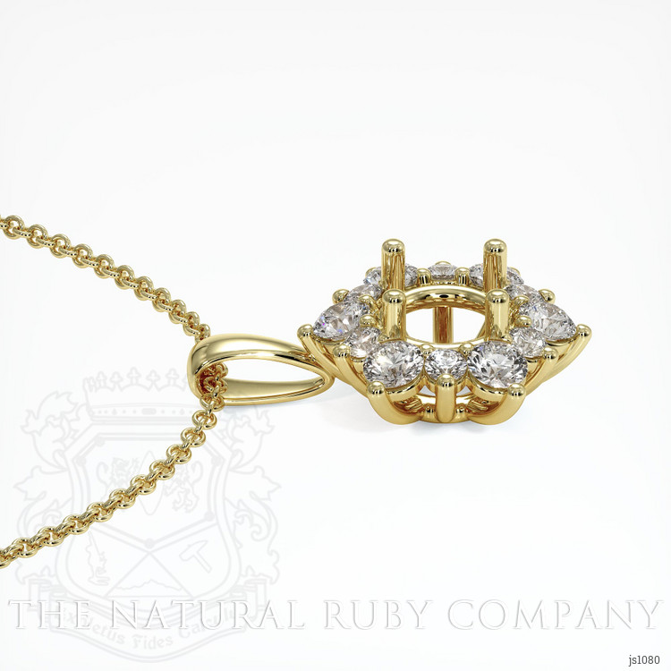 14K Yellow Gold Halo Pendant Setting