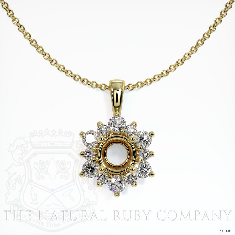 18K Yellow Gold Halo Pendant Setting