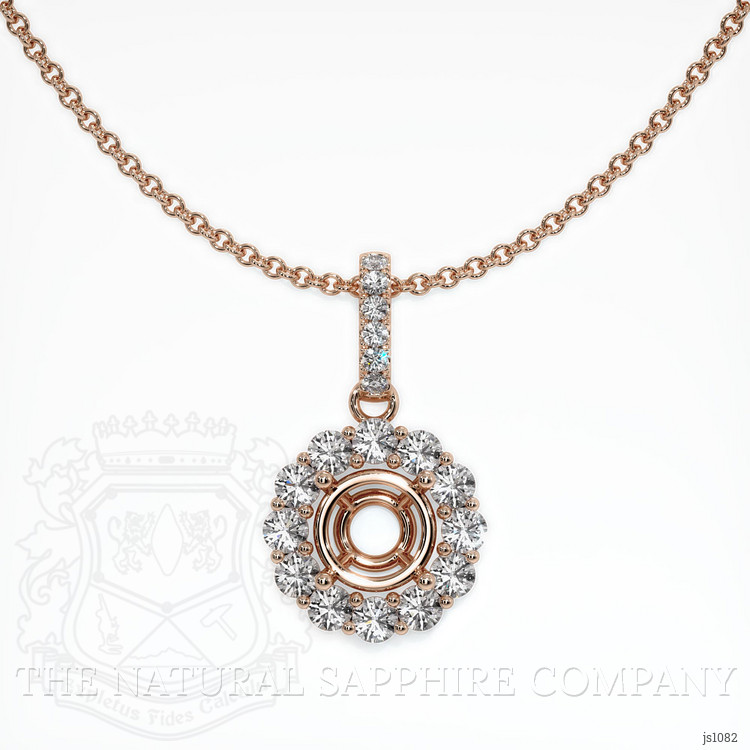 14K Rose Gold Halo Pendant Setting