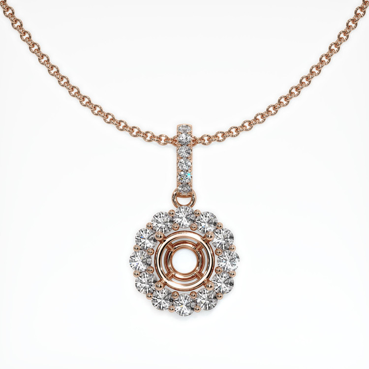14K Rose Gold Halo Pendant Setting
