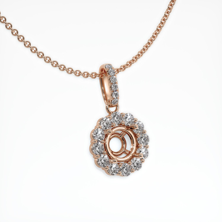 14K Rose Gold Halo Pendant Setting